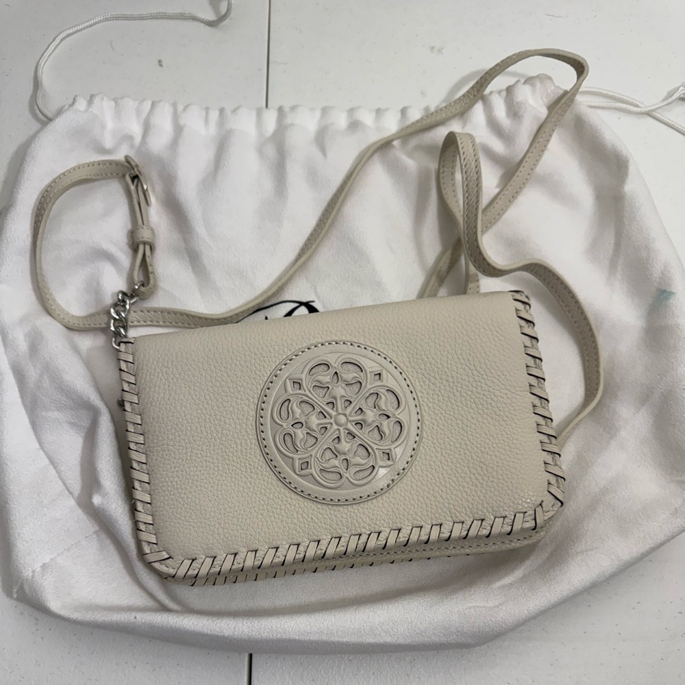 Brighton Cream Crossbody Bag with Intricate Design